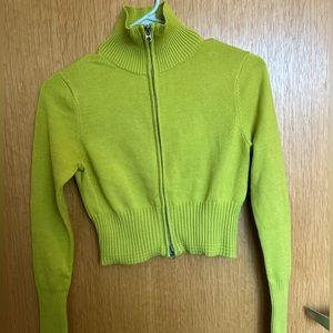 Urban Outfitters Green Turtleneck Zip-Up